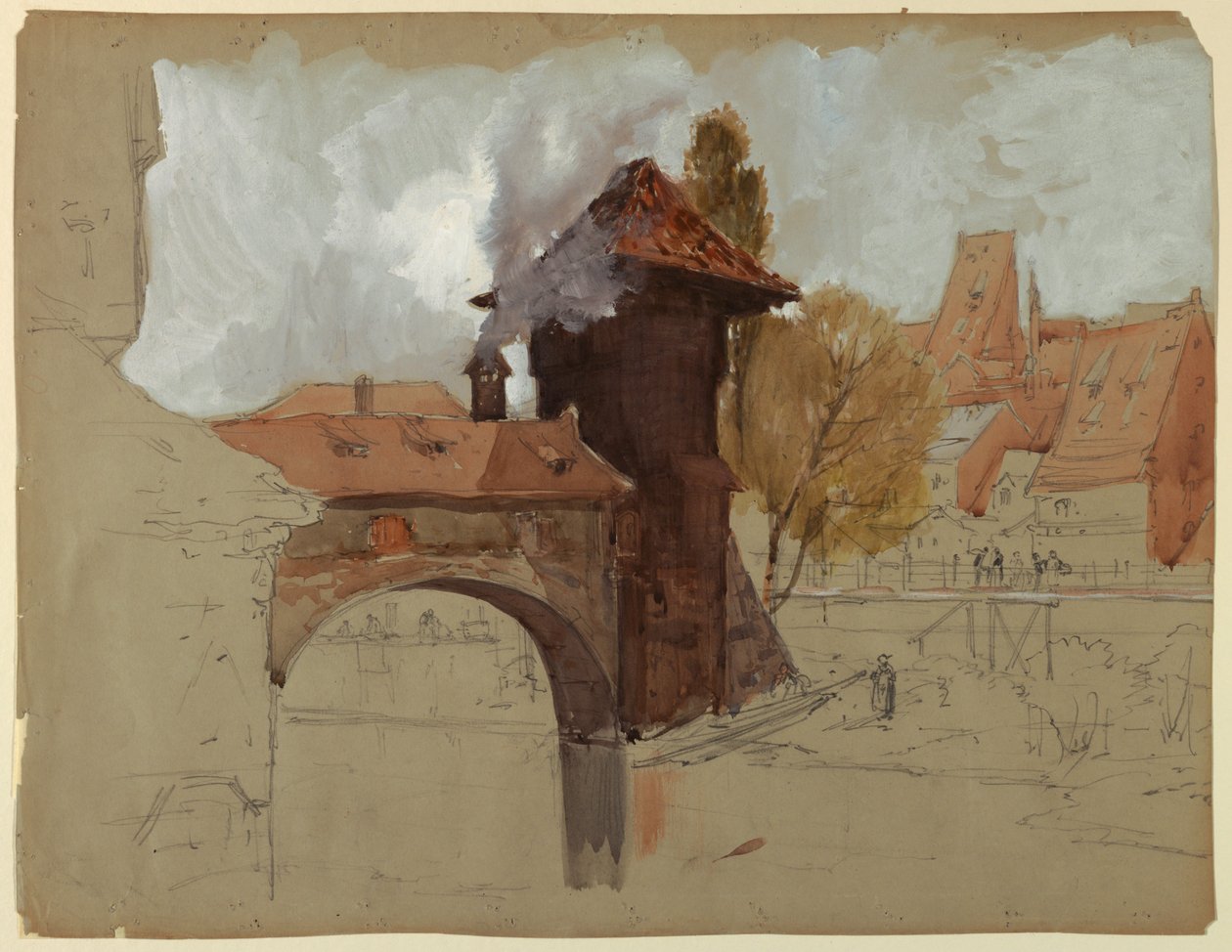 Studie von Brücke und Kanal von Francis Hopkinson Smith