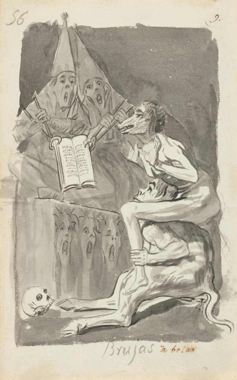 Hexen beim Fliegenvorbereiten (verso) von Francisco de Goya