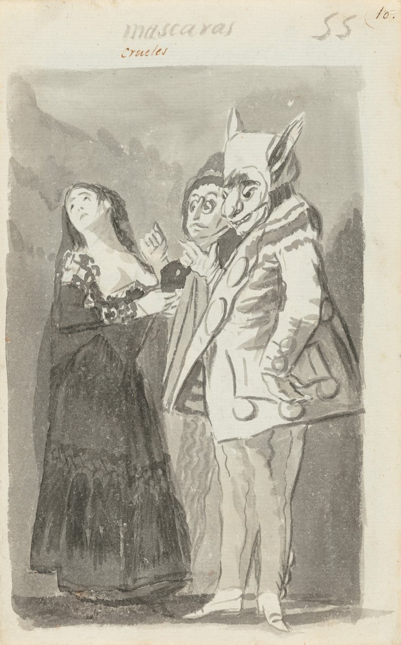 Grausame Masken (recto) von Francisco de Goya