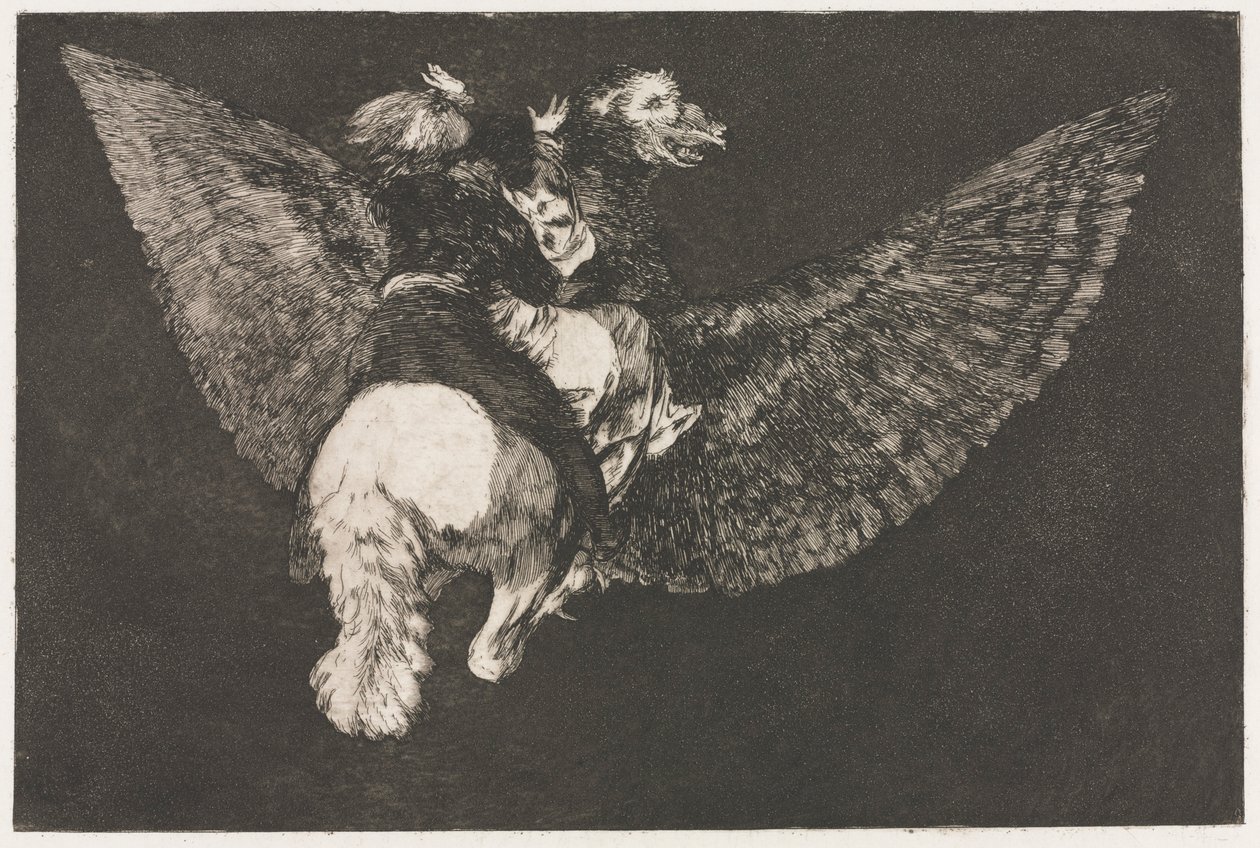 Die Sprichwörter: Fliegende Torheit, 1864 von Francisco de Goya