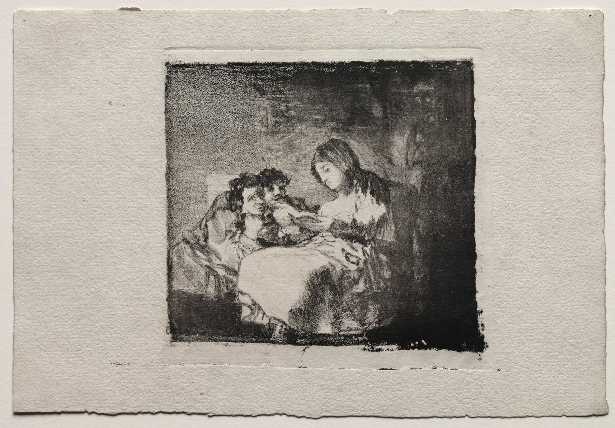 Frau liest zwei Kindern vor, 1824-1825 von Francisco de Goya