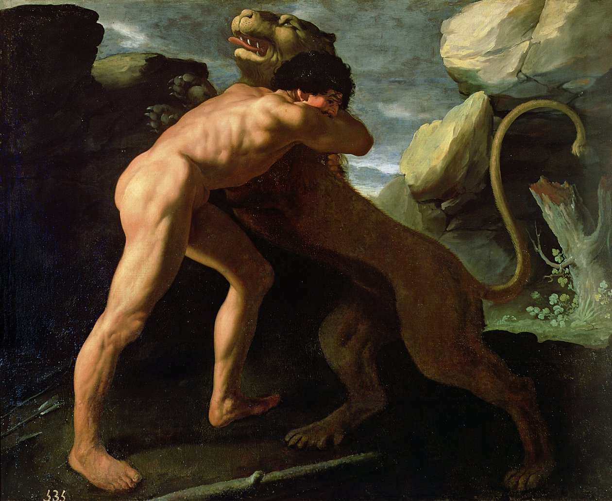Herkules kämpft mit dem Nemeischen Löwen von Francisco de Zurbaran