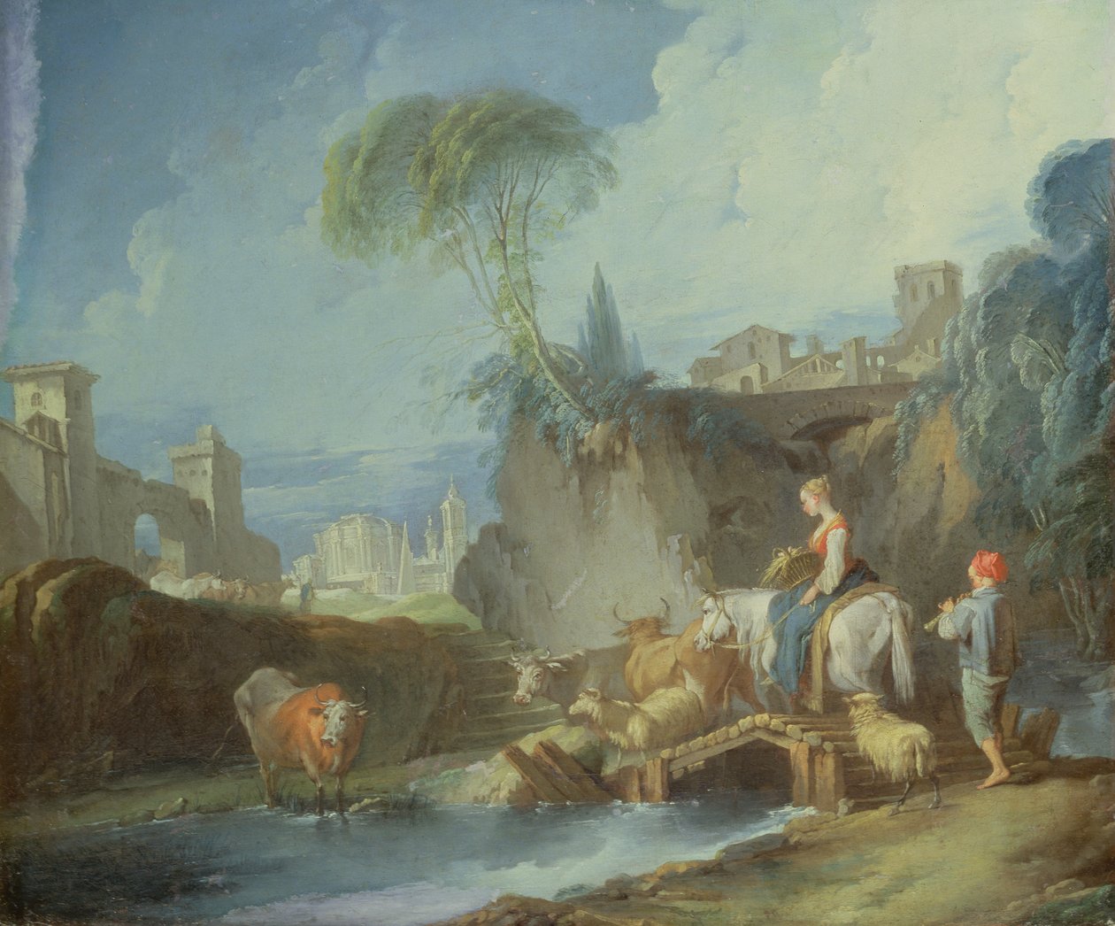 Überquerung der Brücke, späte 1730er Jahre von François Boucher