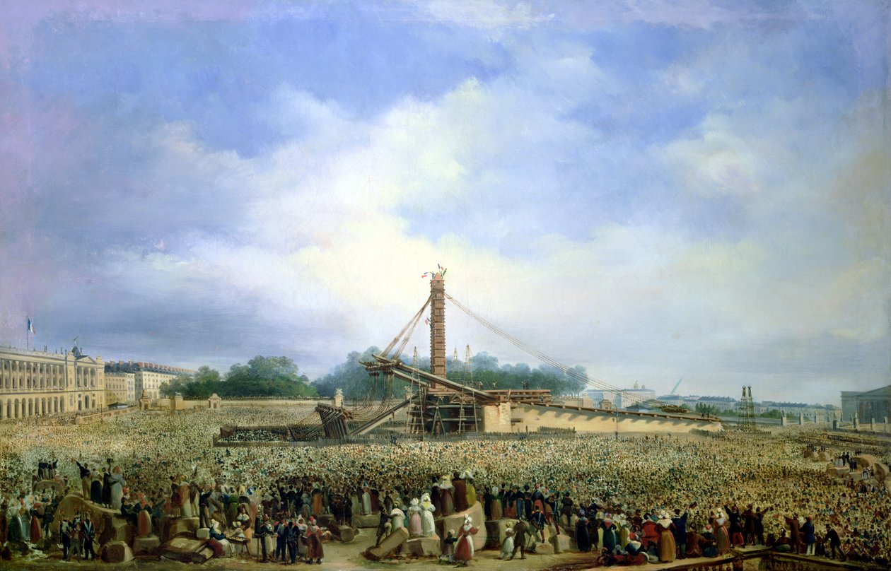 Aufrichtung des Obelisken von Luxor auf der Place de la Concorde, 25. Oktober 1836 von Francois Dubois