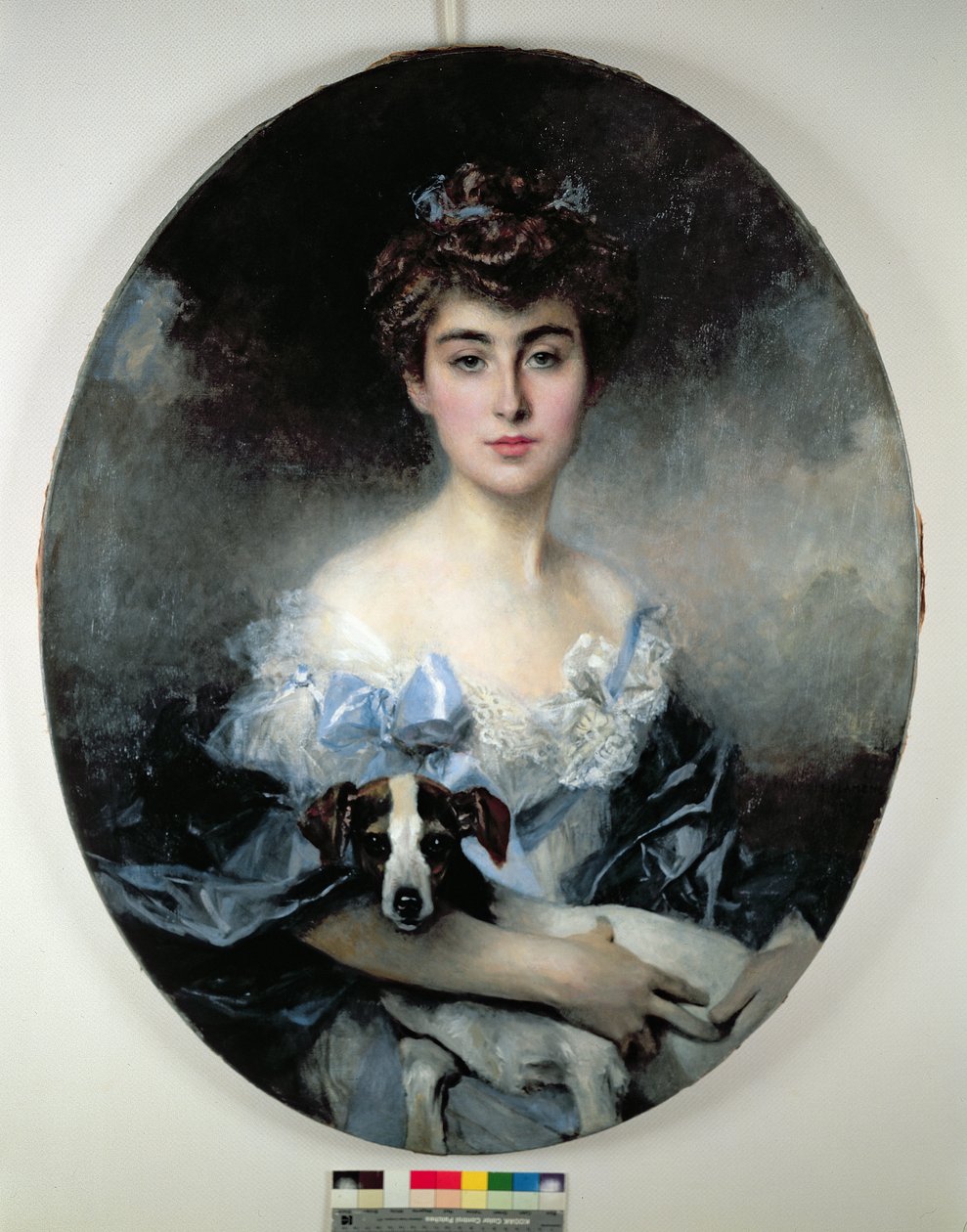 Junge Frau mit einem Hund von Francois Flameng