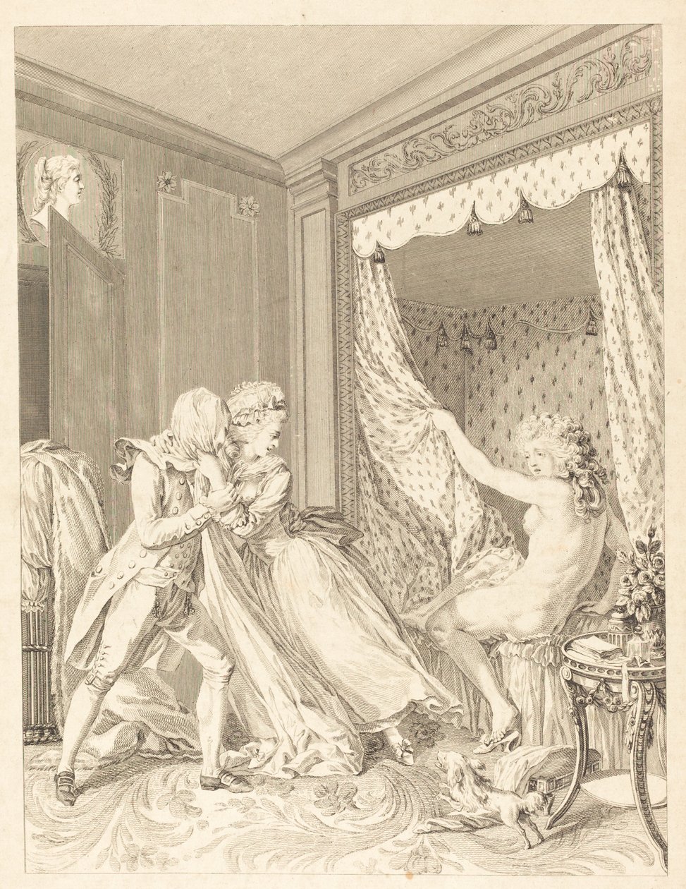 Der Indiskrete von Francois Nicolas Barthelemy Dequevauviller after Antoine Borel