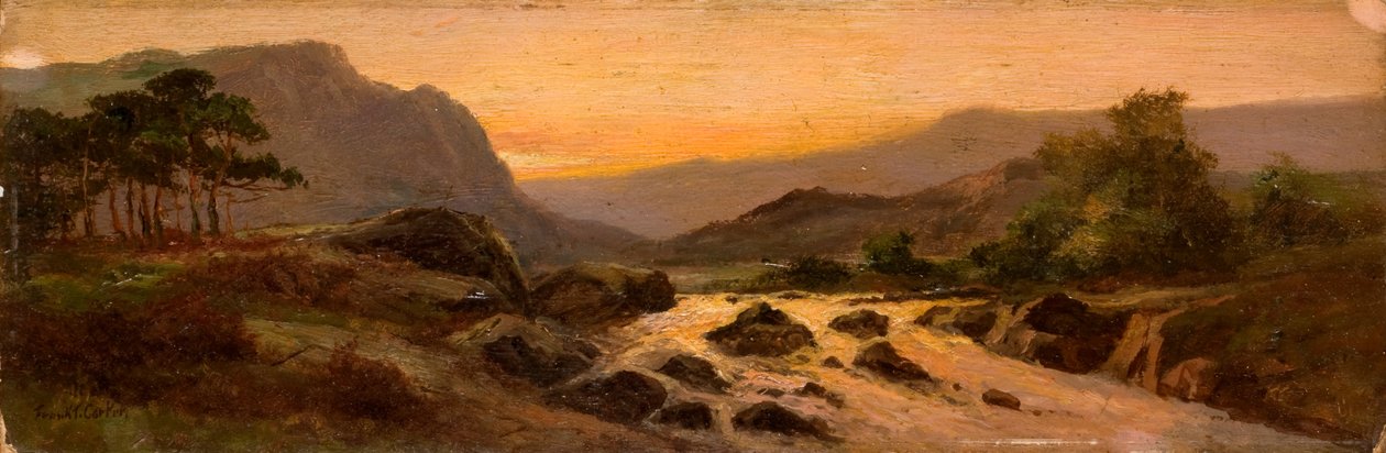Sonnenuntergang, felsiger Bach von Frank Thomas Carter