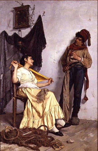Fischernetze weben von Frank Bramley