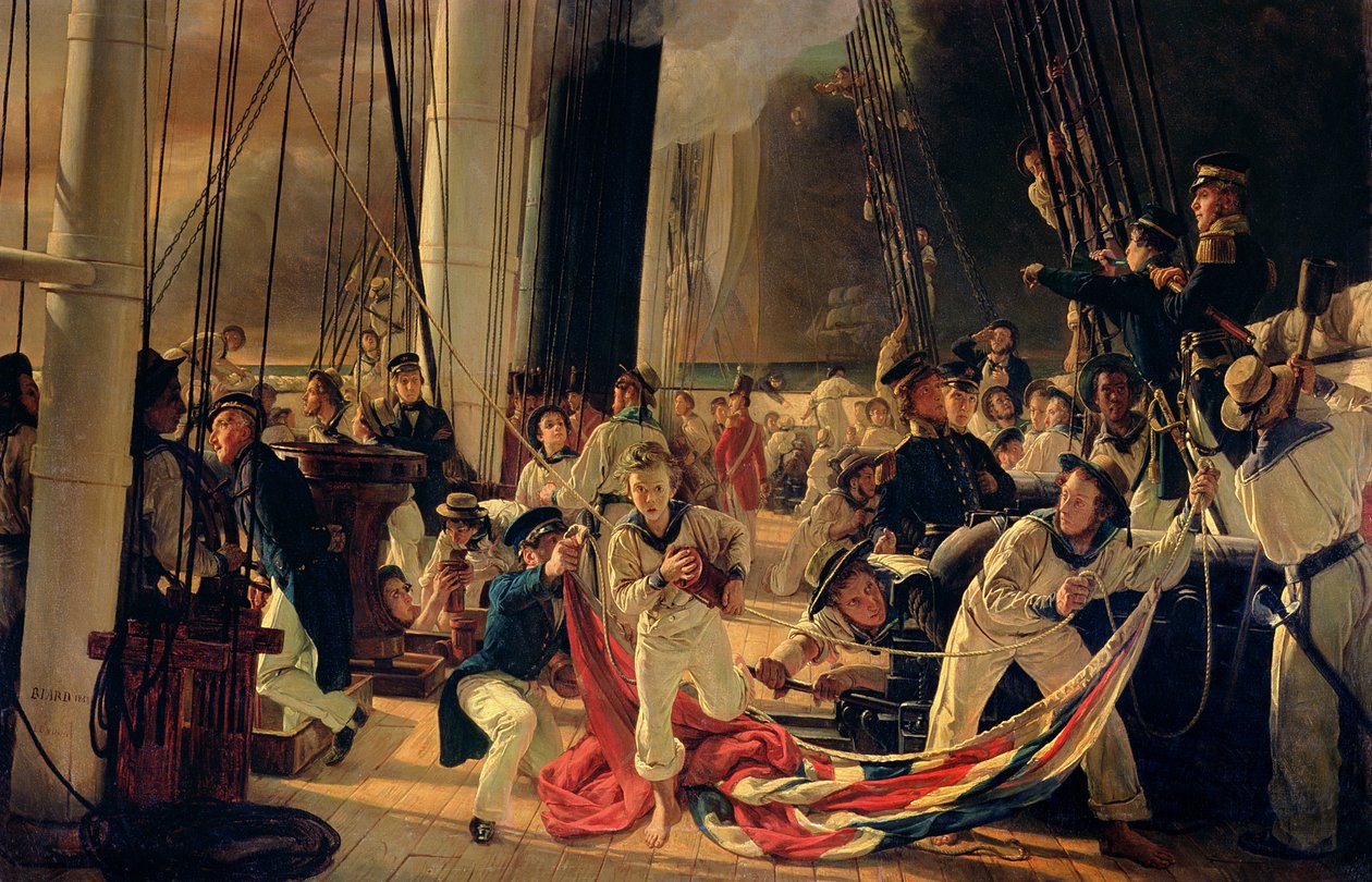 Auf dem Deck während einer Seeschlacht, 1855 von François Auguste Biard