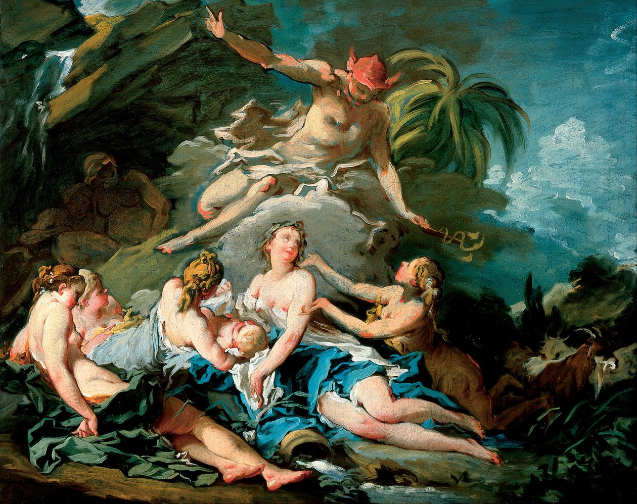 Merkur vertraut den Säugling Bacchus den Nymphen von Nysa an von François Boucher