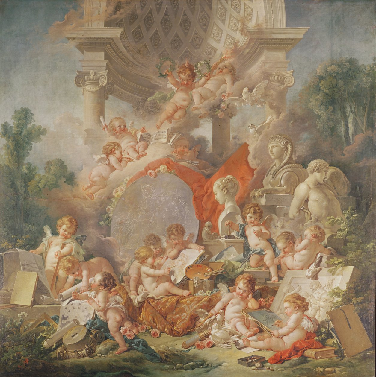 Das Treffen der Künste oder Die Genies der Künste (Detail), 1761 von François Boucher