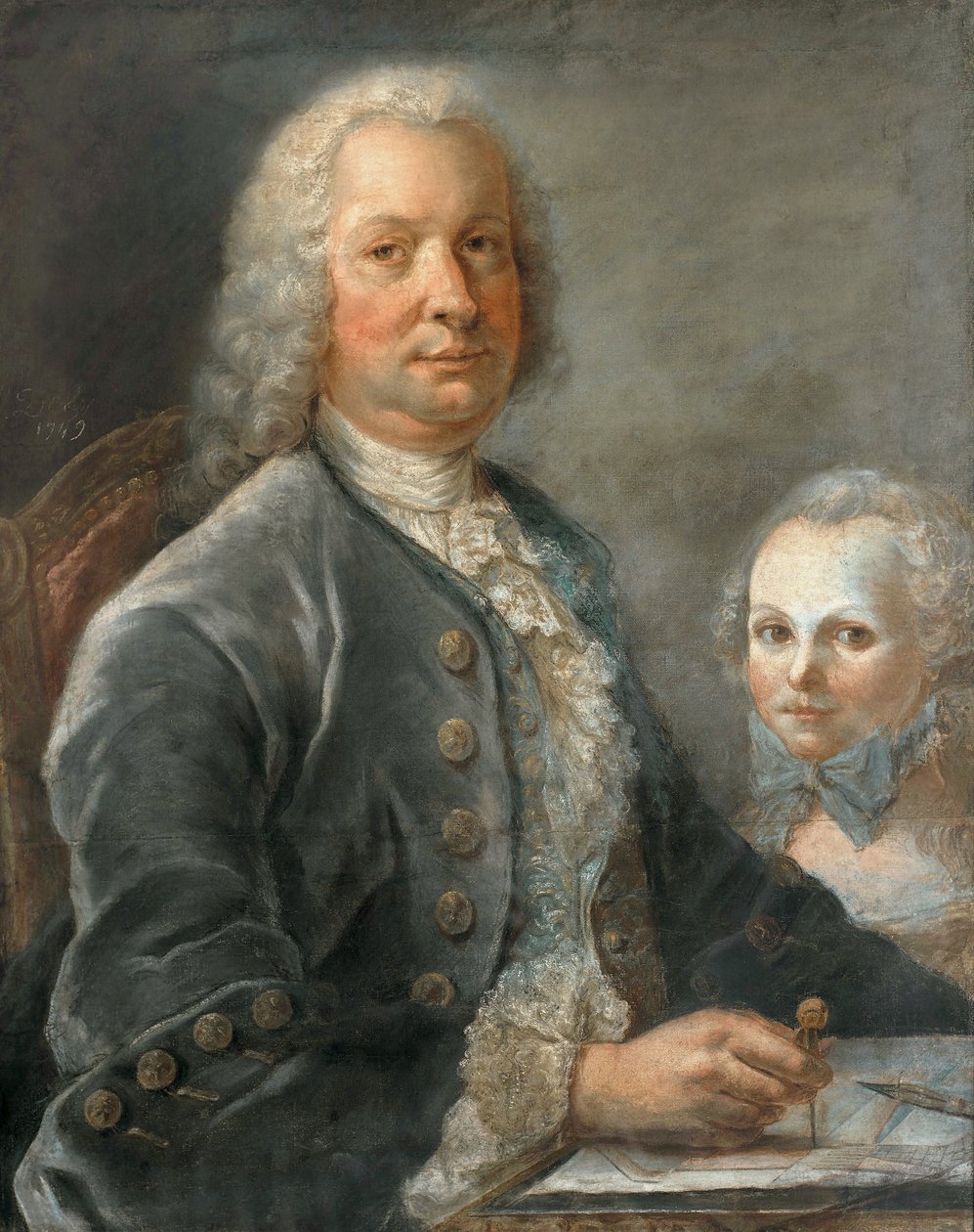 Porträt eines Architekten mit einem kleinen Mädchen von François Dorly