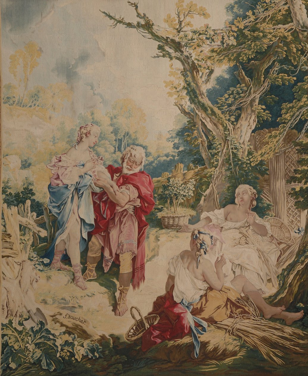 Wandteppich zeigt Psyche und den Korbmacher von François Boucher