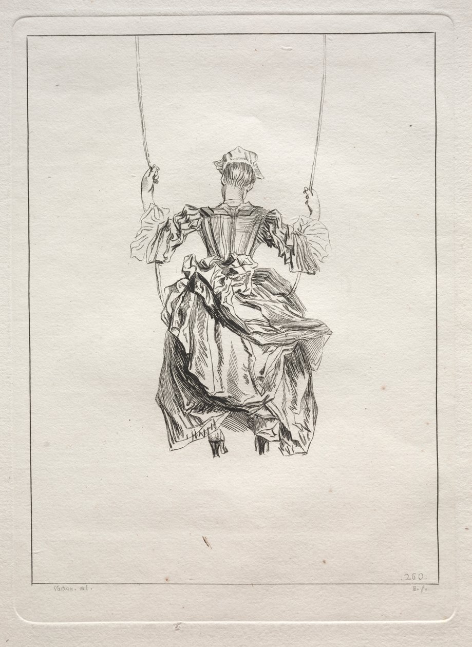 Frau auf einer Schaukel, von hinten gesehen von François Boucher