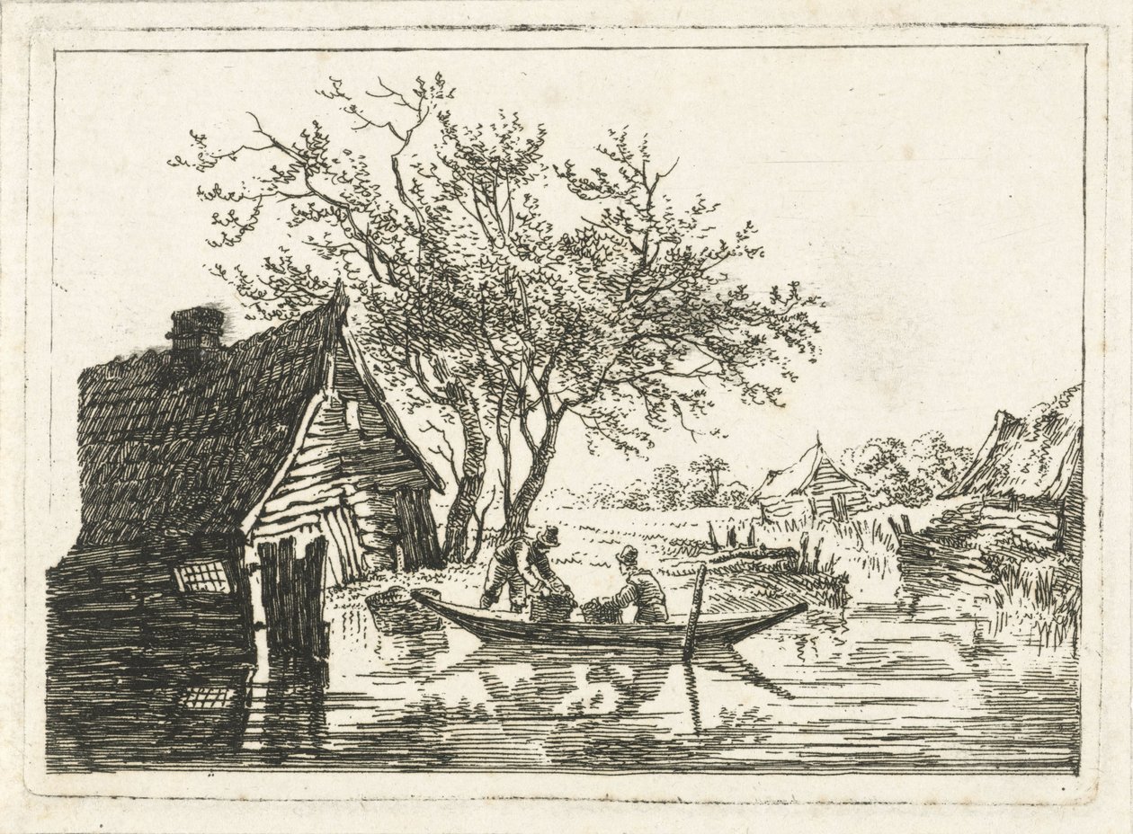 Flusslandschaft mit Bauernhof von François Joseph Pfeiffer (II)