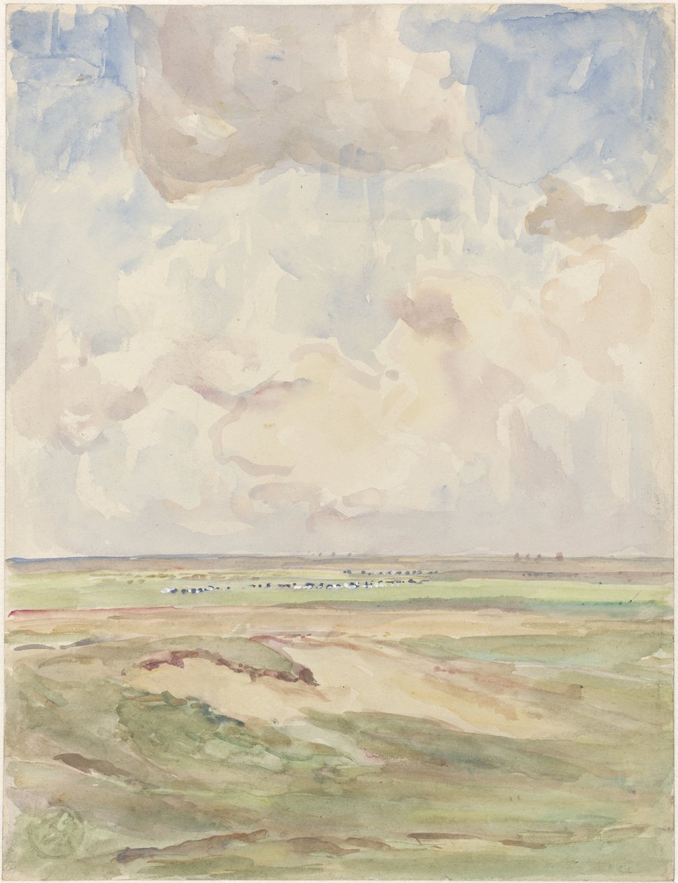Landschaft mit Herden auf einer Wiese von Frans Alexander Evert Lodewijk Smissaert