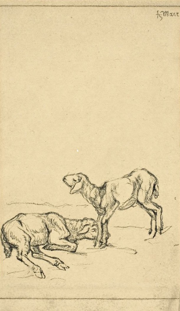 Zwei Lämmer von Franz Marc