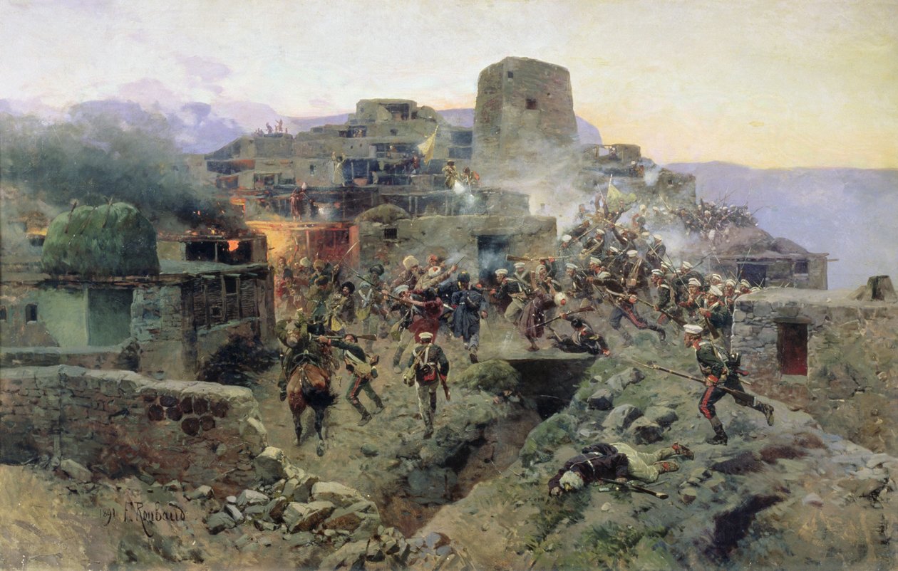 Die Eroberung von Aul Gimry, 17. Oktober 1832, 1891 von Franz Roubaud