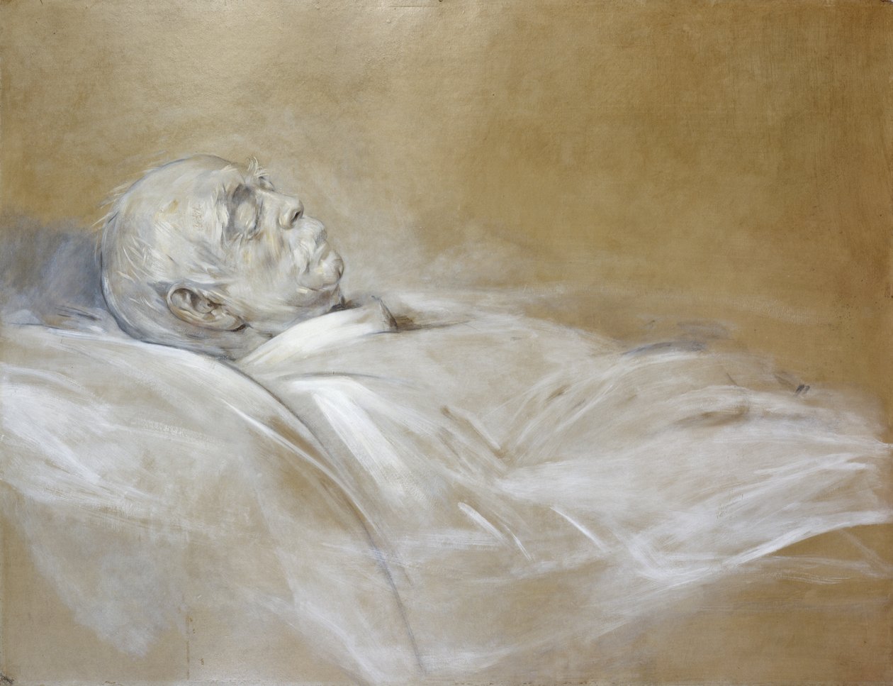 Fürst Otto von Bismarck auf seinem Sterbebett, 1898 von Franz Seraph von Lenbach