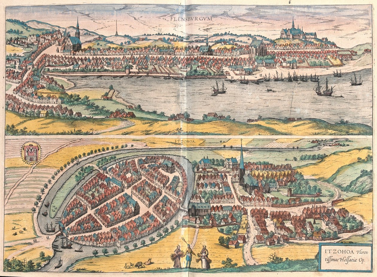 Flensburg und Itzehoe, Deutschland (Stich) von Franz Hogenberg