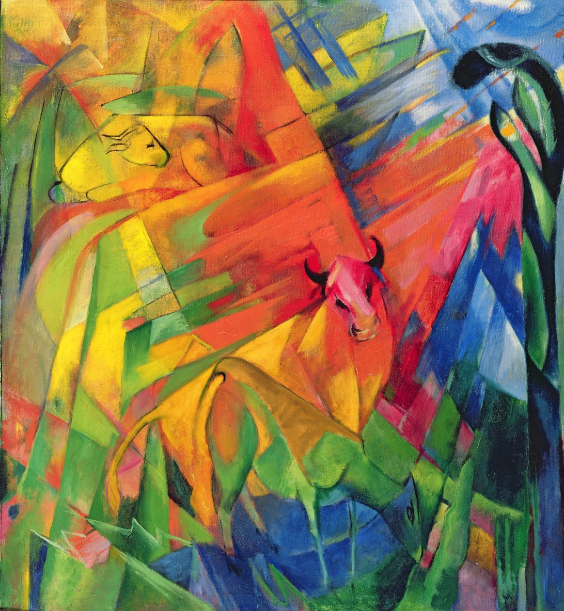 Tiere in einer Landschaft, 1914 von Franz Marc