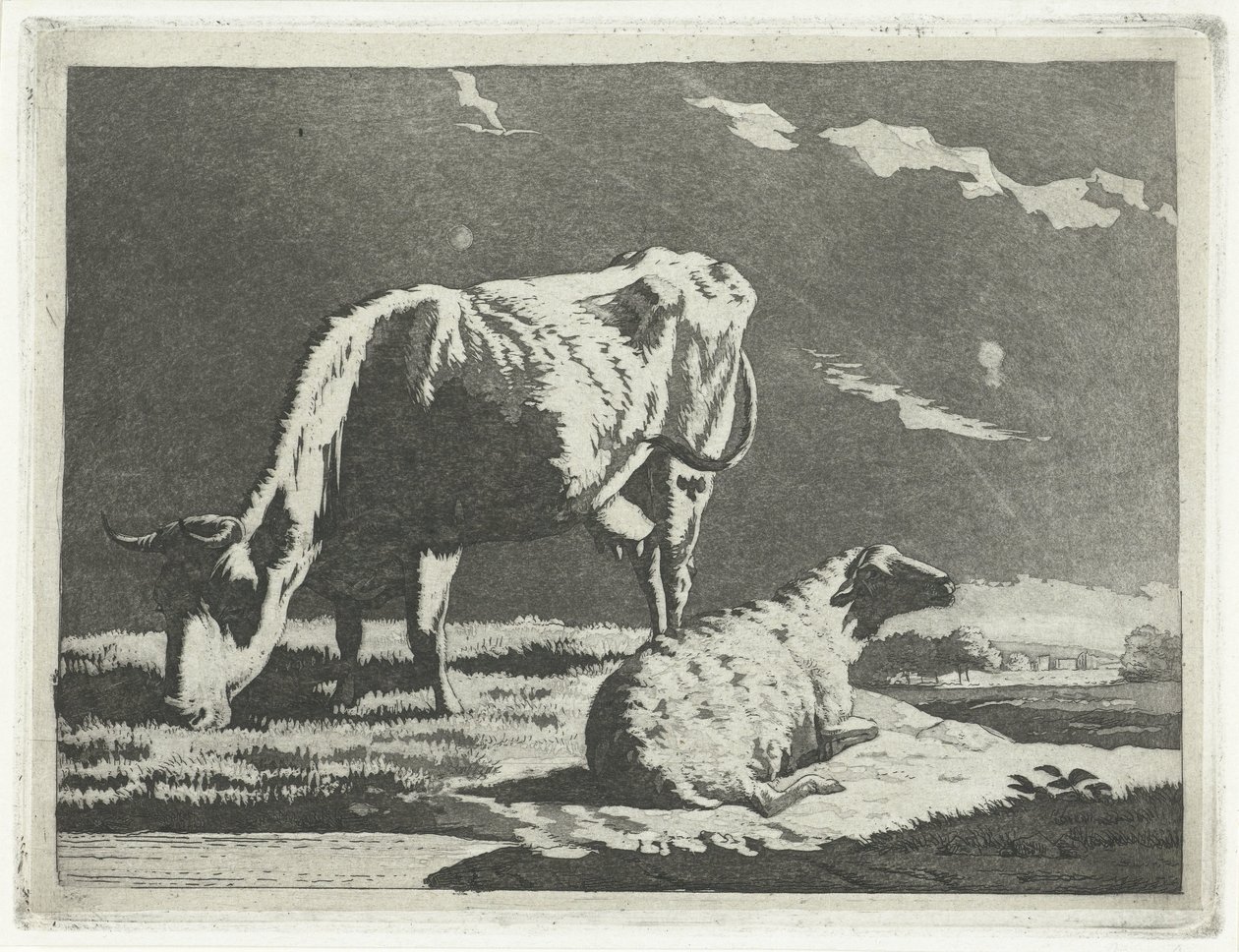 Landschaft mit Kuh und Schaf von Frédéric Théodore Faber