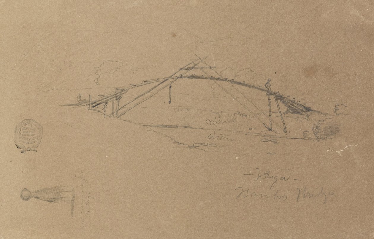 Bambusbrücke bei Buga, Kolumbien und Mädchen mit einem Krug, Cartago, Kolumbien von Frederic Edwin Church