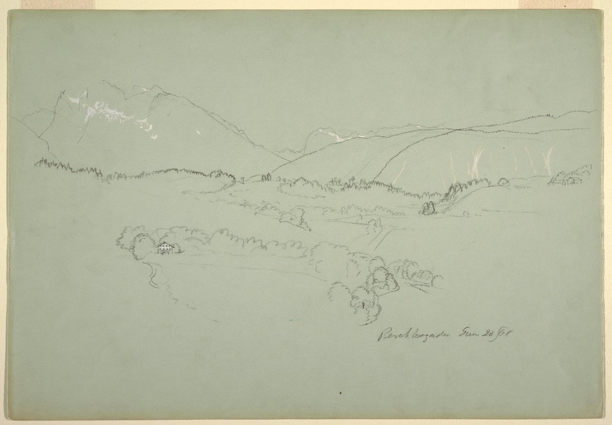 Zeichnung, Nordosten, nahe Berchtesgaden, Bayern, 20. Juni 1868 von Frederic Edwin Church