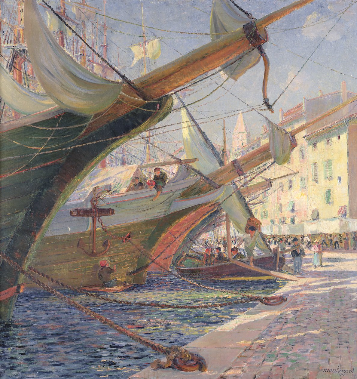 Blick auf einen Mittelmeerhafen, 1913 von Frederic Montenard