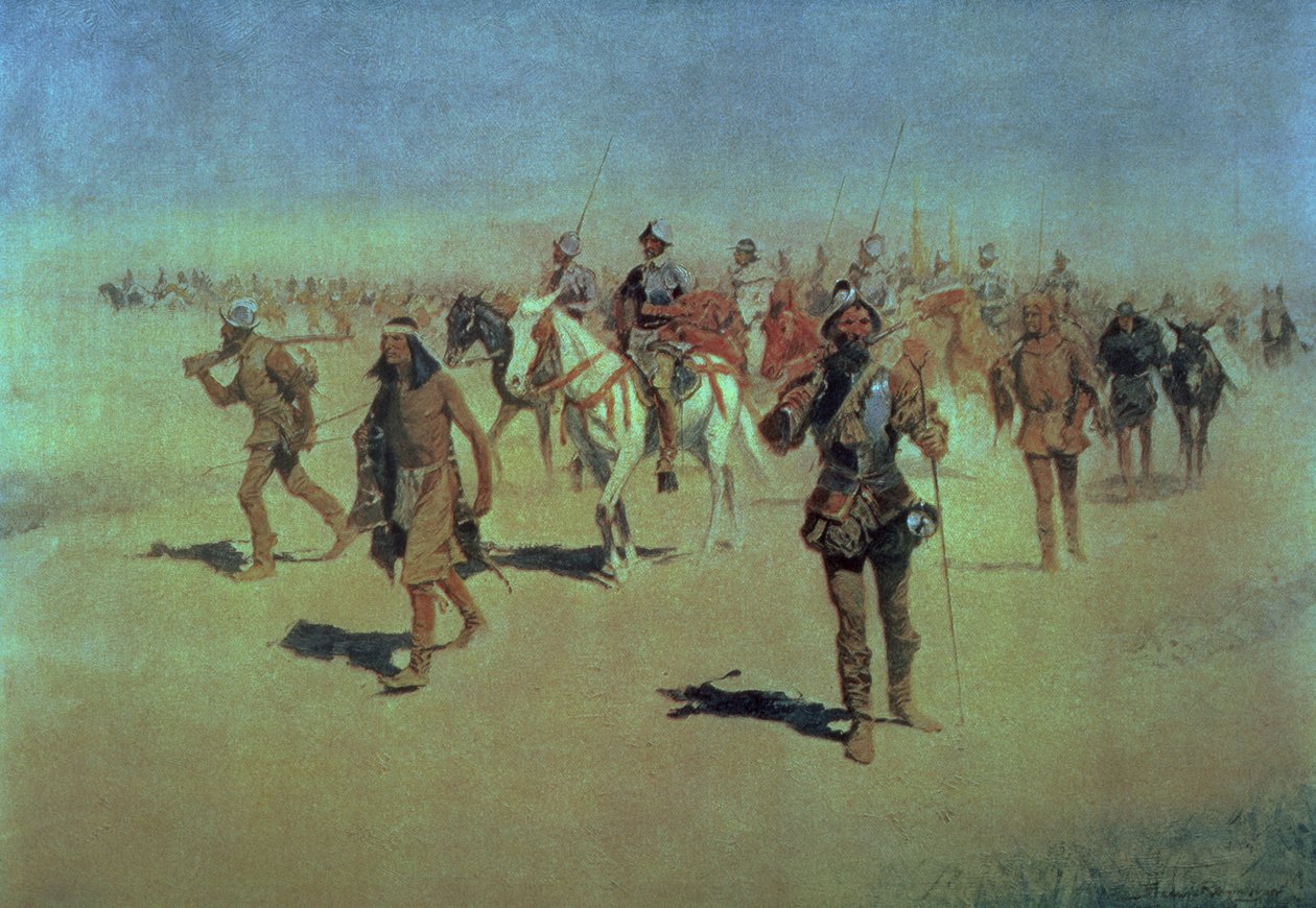 Francisco Vasquez de Coronado (ca. 1510-54) auf dem Weg durch New Mexico, aus 
