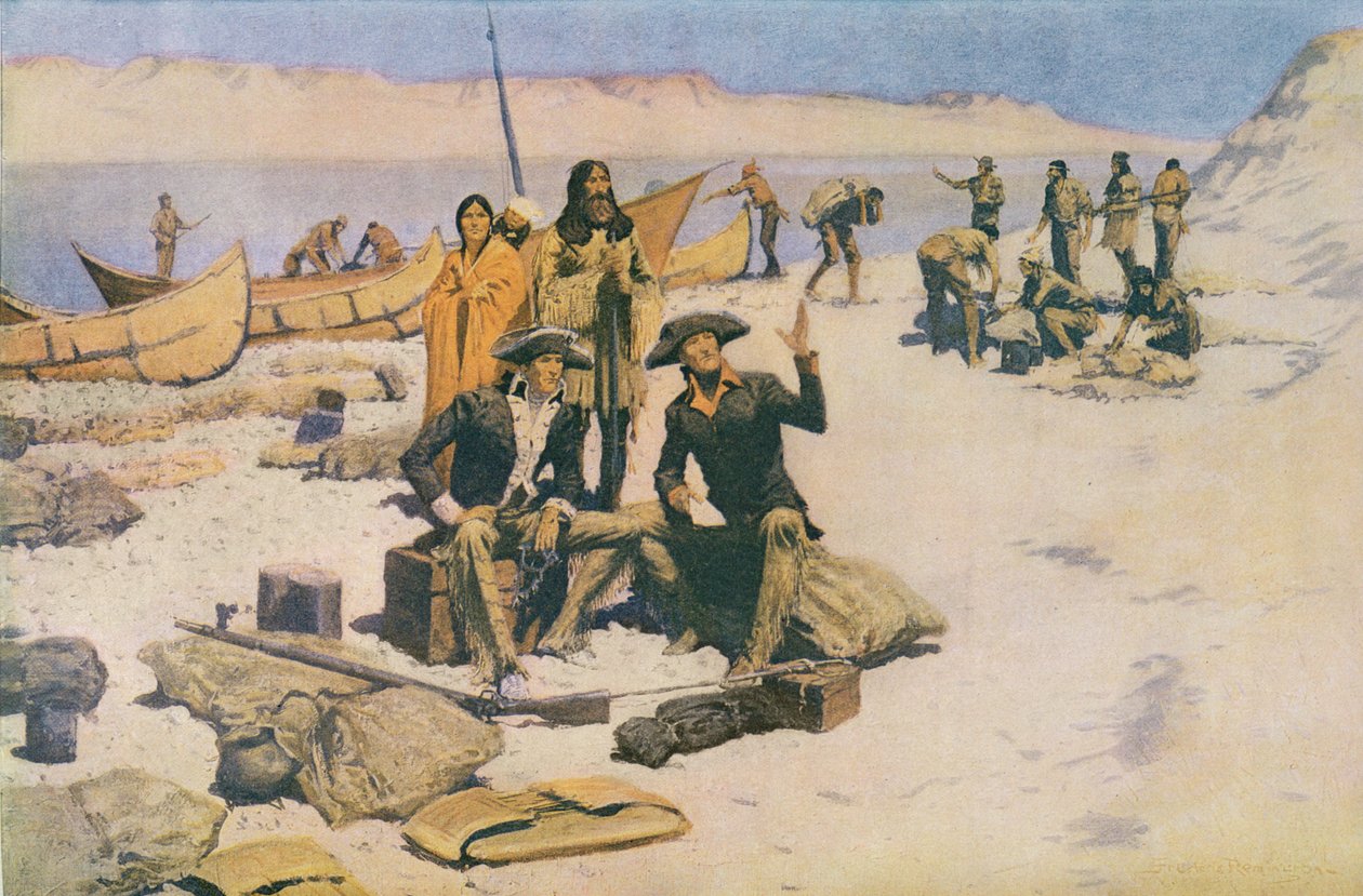 Lewis und Clark an der Mündung des Columbia River, 1805, aus 