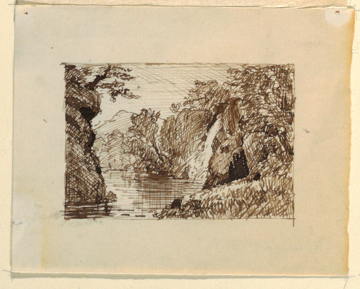 Zeichnung, Imaginäre Landschaft mit, ca. 1870–73 von Frederic Edwin Church