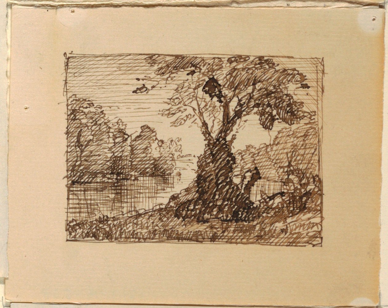 Zeichnung, Imaginäre Flusslandschaft, ca. 1870–73 von Frederic Edwin Church