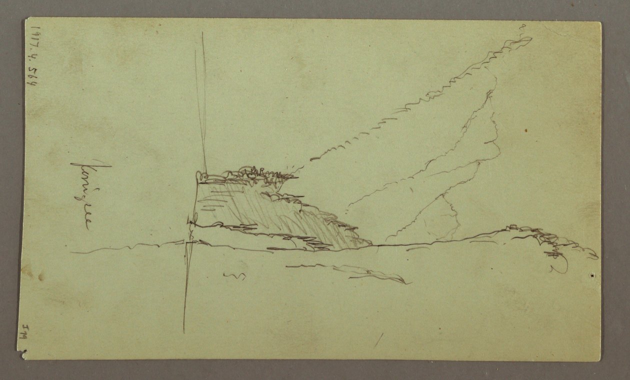 Zeichnung, Berggipfel, Fluss, Juli 1868 von Frederic Edwin Church