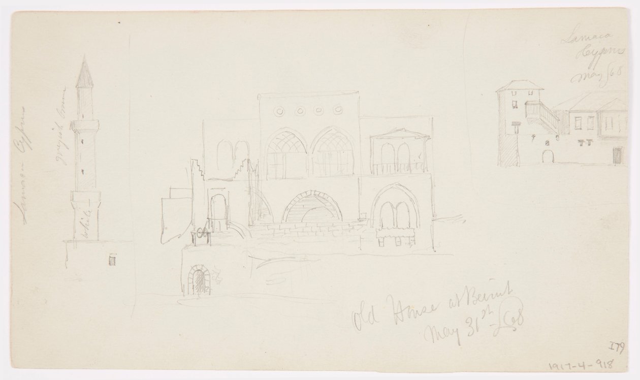 Zeichnung, Altes Haus, Beirut, 1868 von Frederic Edwin Church