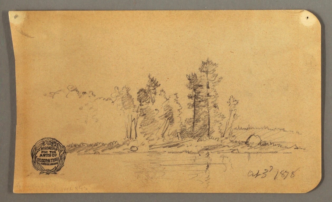 Zeichnung, Bewaldetes Ufer, 1878 von Frederic Edwin Church