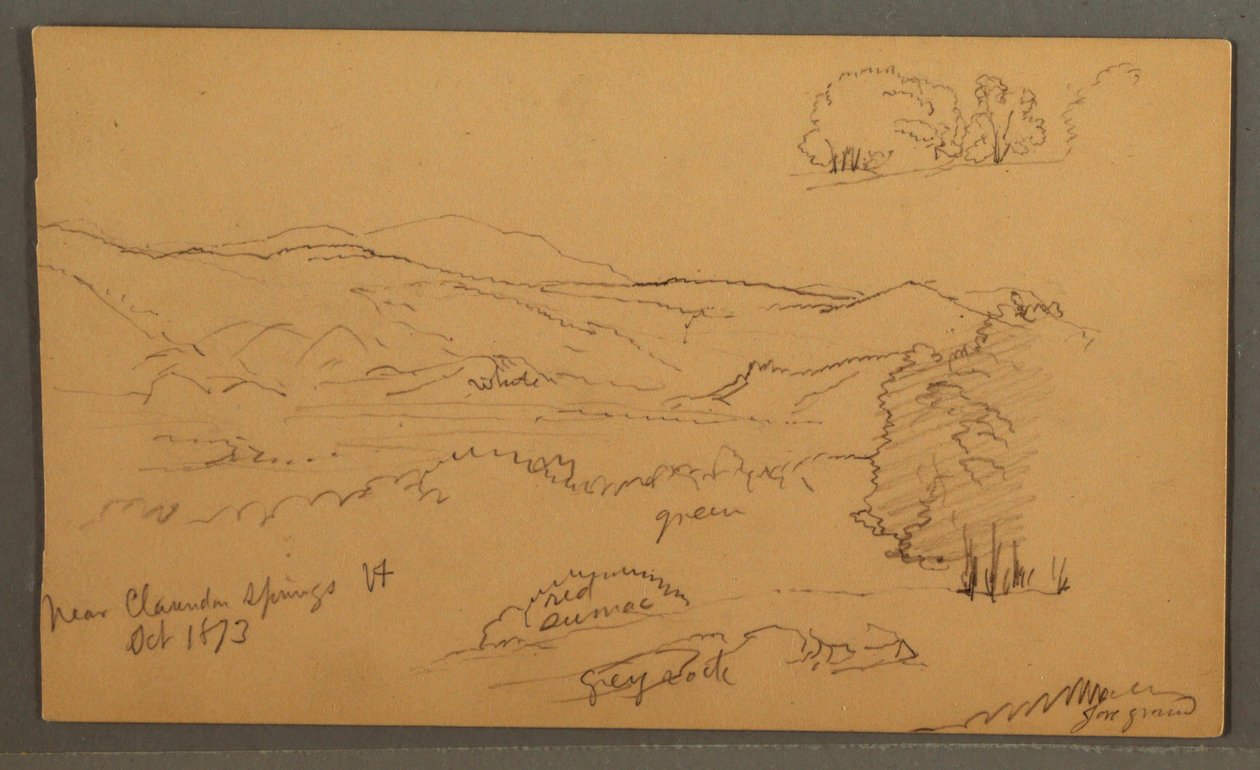 Zeichnung, Bewaldetes Tal, Oktober 1873 von Frederic Edwin Church