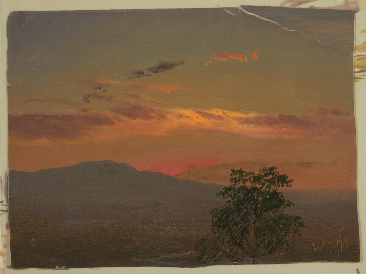 Landschaft bei Sonnenuntergang, Hudson, N.Y. von Frederic Edwin Church