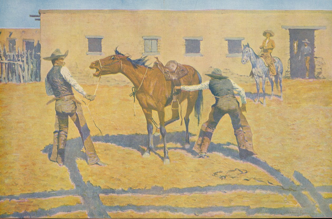 Seine erste Lektion, aus Colliers Weekly, 1903 von Frederic Remington