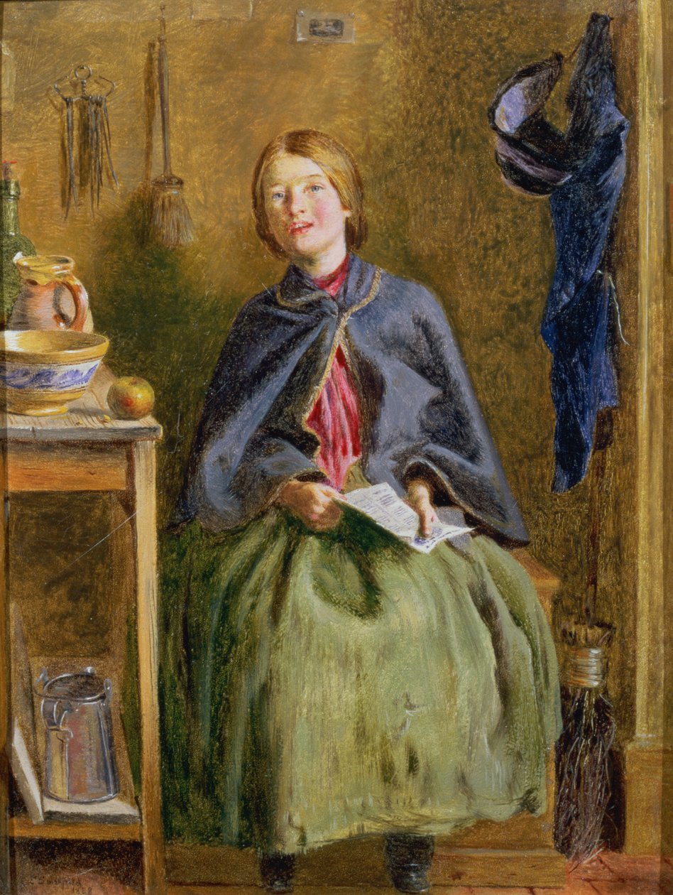 Ein Mädchen lernt lesen, 1858 von Frederick Smallfield