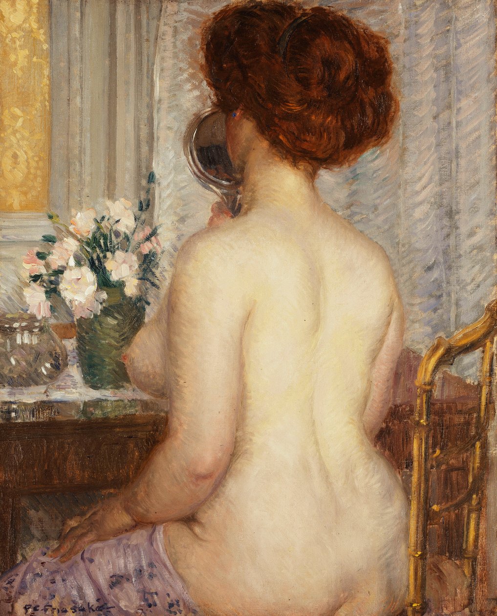 Frau an einem Frisiertisch von Frederick Carl Frieseke
