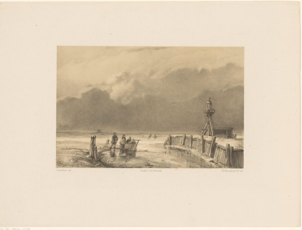 Eislandschaft mit Leuchtturm von Frederik Hendrik Weissenbruch