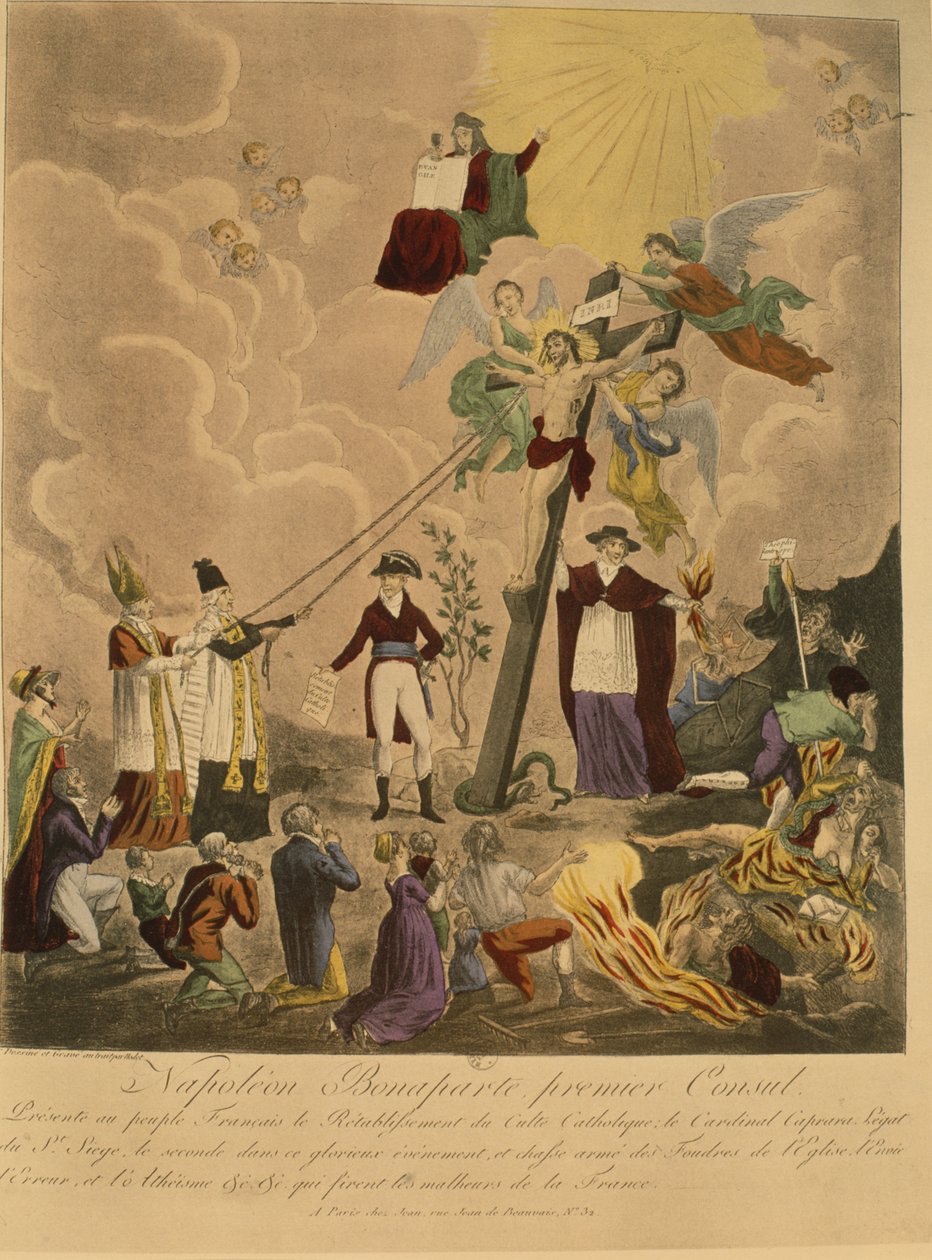 Allegorie der Wiederherstellung der katholischen Religion in Frankreich im Jahr 1802 unter Napoleon Bonaparte als Erster Konsul, 1802 von French School