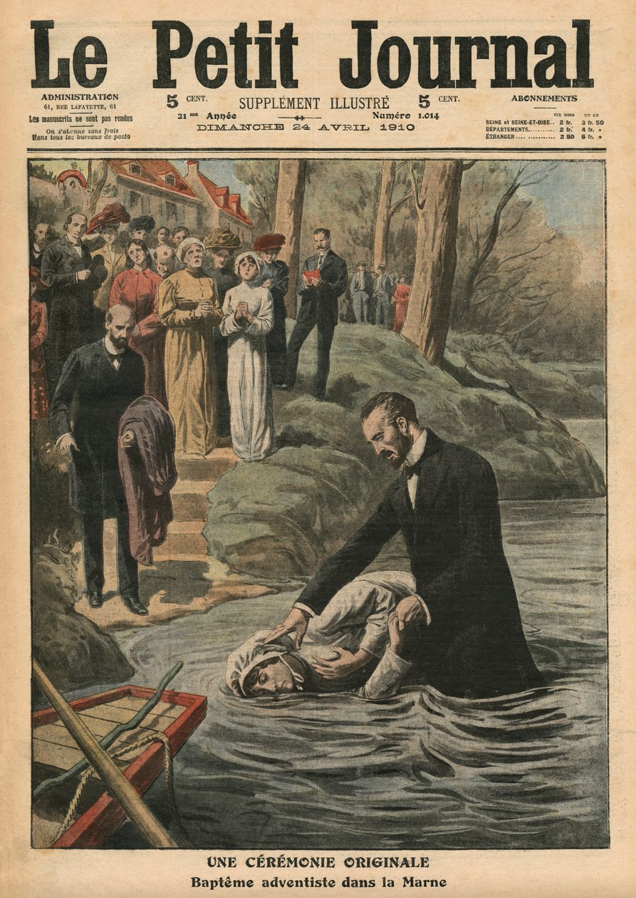 Eine ungewöhnliche Zeremonie, eine Adventisten-Taufe in der Marne, Illustration aus 