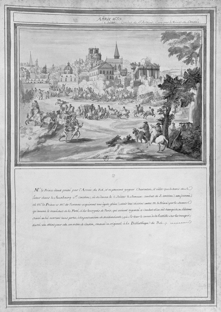 Schlacht bei Porte Sainte-Antoine, 2. Juli 1652 von French School