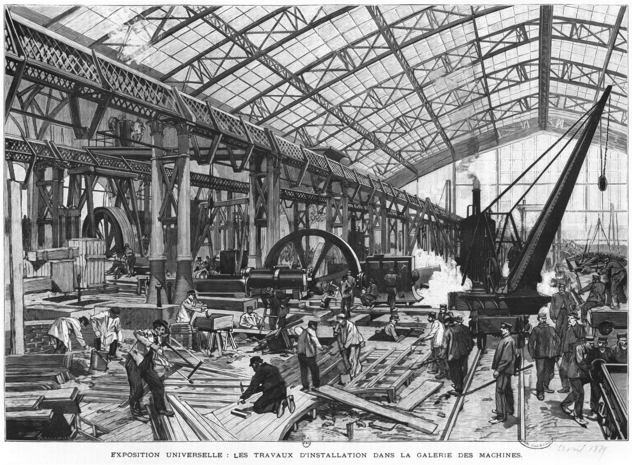 Baustelle der Galerie des Machines auf der Weltausstellung von 1889, Paris, April 1889 von French School
