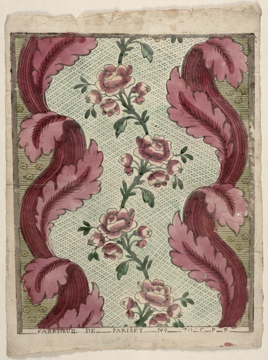 Domino-Papier mit Rosenrängen, produziert von Pariset, Lyon, ca. 1760-70 von French School