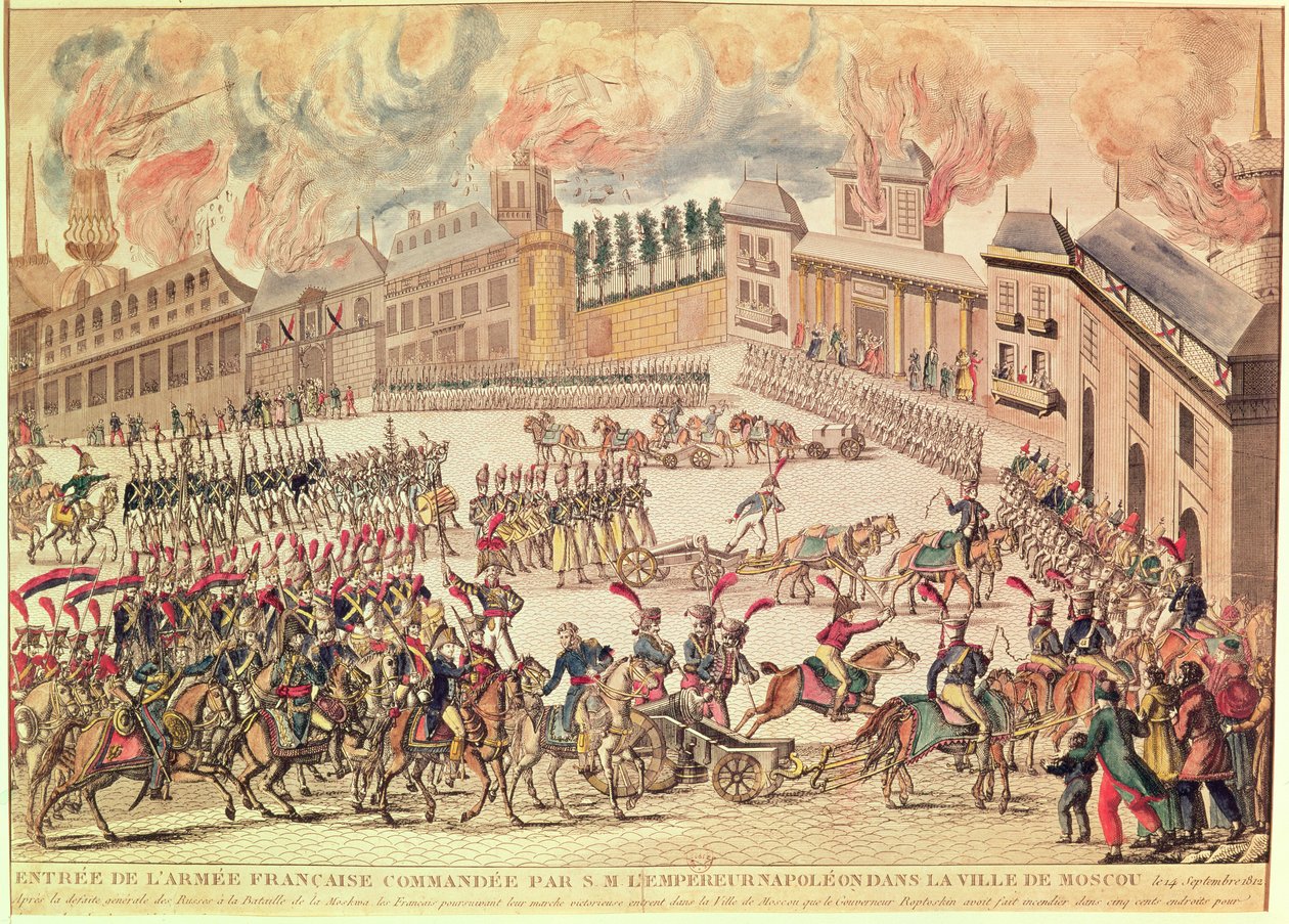 Einzug der französischen Armee unter dem Kommando von Kaiser Napoleon in Moskau, 14. September 1812 von French School