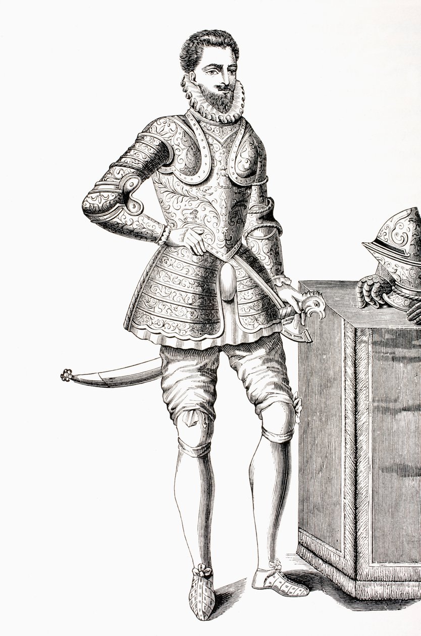 Franz, Herzog von Anjou und Alençon, gekleidet in damaszenische Rüstung des 16. Jahrhunderts, aus 
