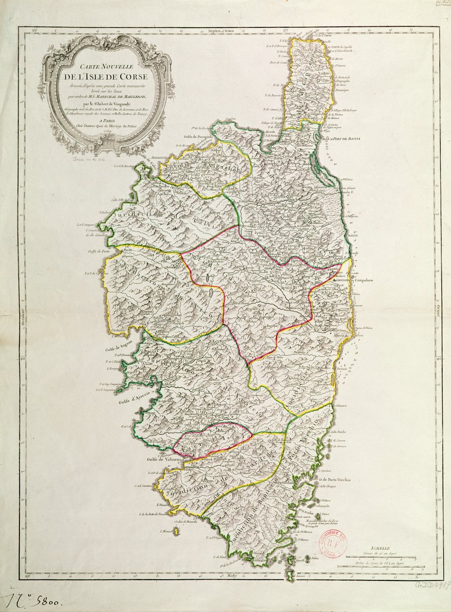 Karte von Korsika von French School